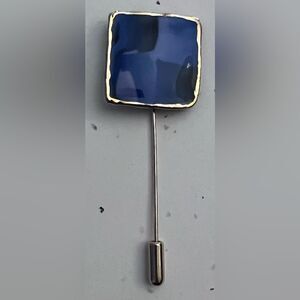 Blue and Gold Enameled Square Stick Pin